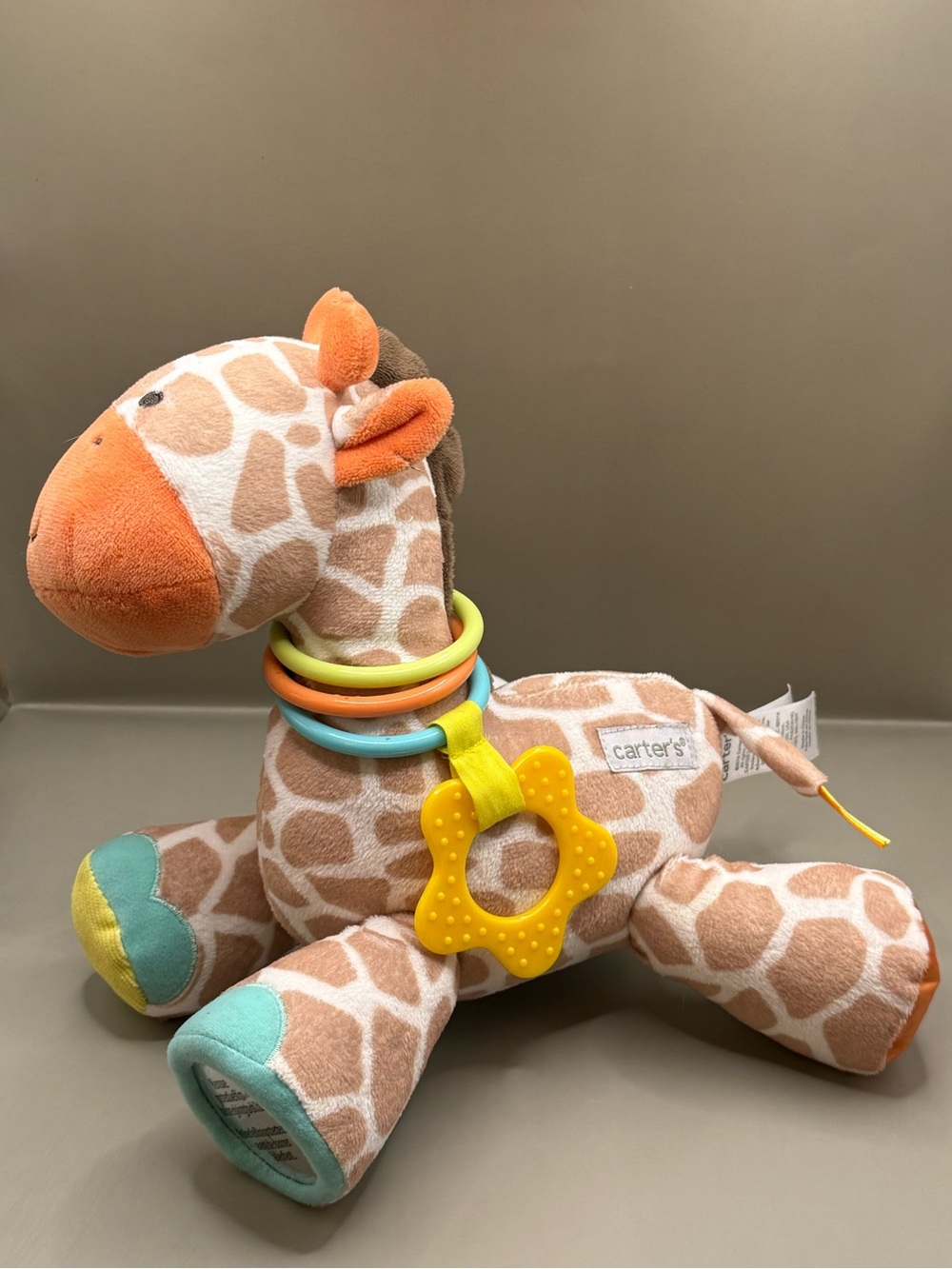 Carters Baby Giraffe Crinkle Rattle Toy Plush Stuffed Animal Lovey